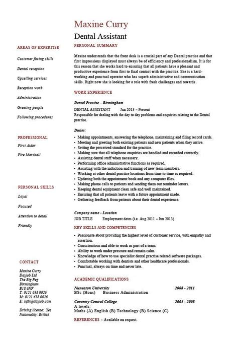 Dental assistant resume sample inspires you with ideas and examples of what do you put in the objective, skills, responsibilities and duties. Dental assistant resume, dentist, example, sample, job ...