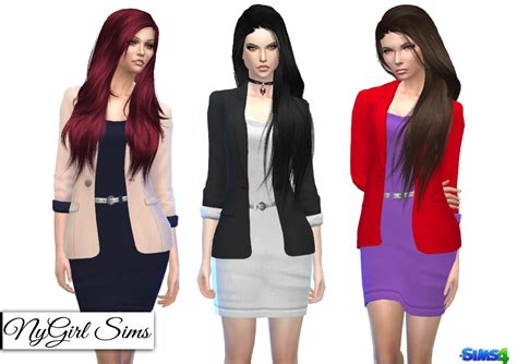 Nygirl Sims 4 Colorblock Blazer With Dress