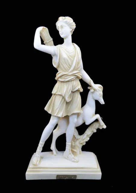 Diana Artemis Alabaster Sculpture Statue Ancient Greek Goddess Of Hunt Patina Picclick