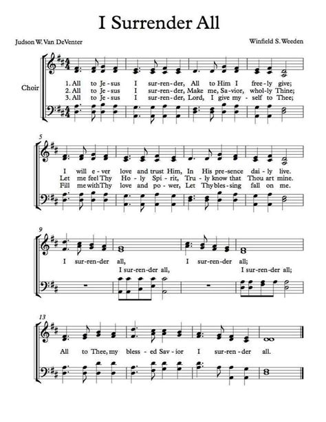 • large variety for many vocal and instrumental groupings. Image result for i surrender all sheet music pdf | Hymn sheet music, Sheet music, Hymn music