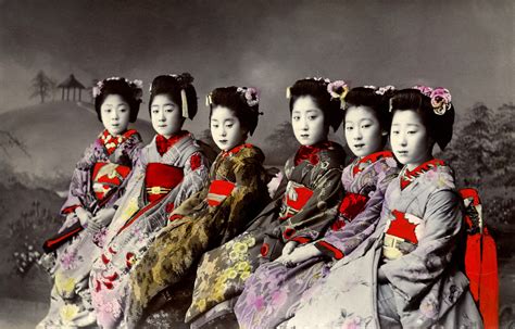 Wallpaper Japan Sitting Japanese Kimono Kyoto Geisha Girl Woman Maiko Seated Tinted