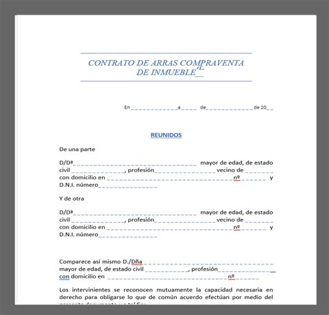 Contrato De Reserva De Inmueble Modelo Actualizado Noviembre