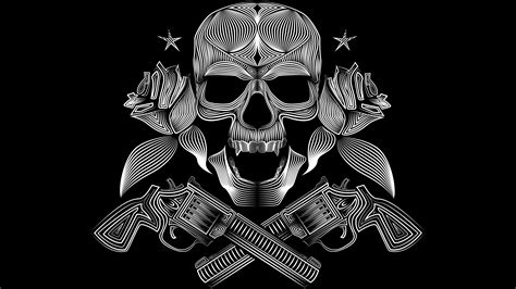 Pirates Gangsters White Vector Black Gun Skull Wallpapers Hd