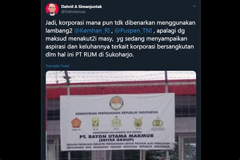 Jubir Kemenhan: PT RUM Sukoharjo Dilarang Pakai Lambang TNI untuk