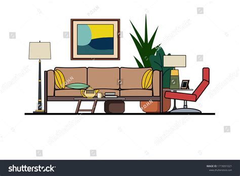 Vector Elevation View Modern Living Room Stock Vector Royalty Free