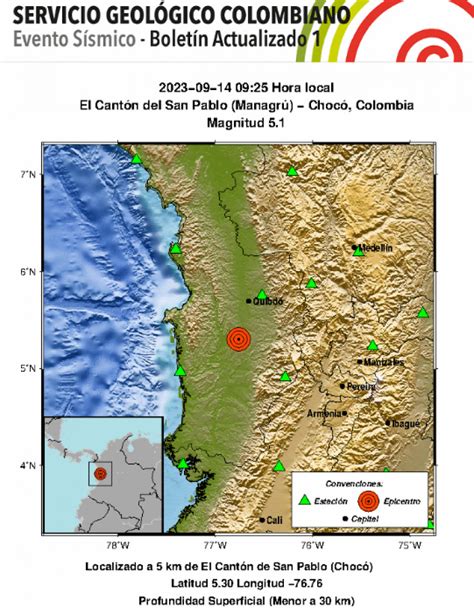 Temblor en Colombia HOY 14 de septiembre sismo de 5 1 remeció Chocó