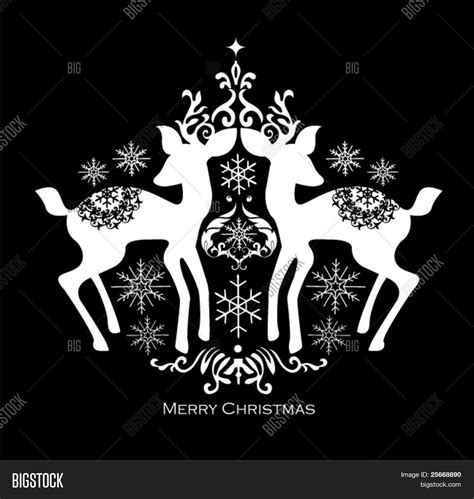 Black White Christmas Vector And Photo Free Trial Bigstock