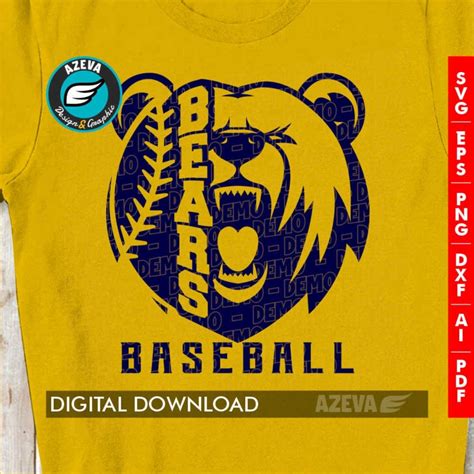 Bears Baseball Svgmascot Half Ballbears Baseball T Shirt Design