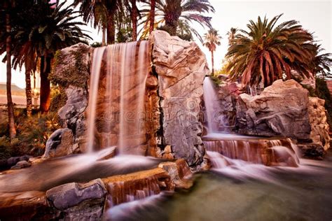 Artificial Waterfall With Palm Trees Stock Photo Image Of Long Hotel