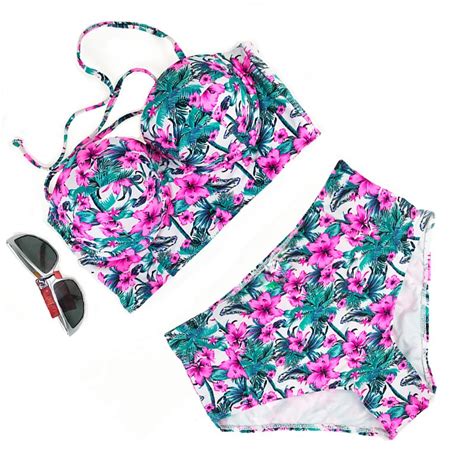 Sexy Floral Print High Waist Swimsuit Bikini Push Up Swimwear Women Vintage Biquini Bathing Suit