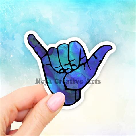 Blue Hang Loose Sticker Shaka Sticker Shaka Hand Sign Etsy