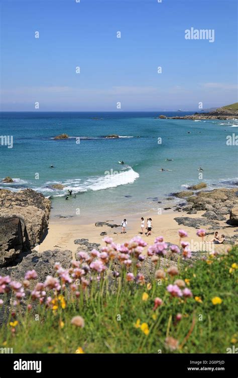 Safe And Sandy Porthmeor Beach Popular With Surfers And Swimmers Alike