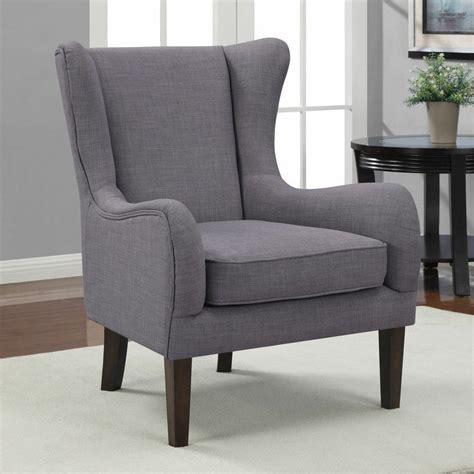 Grey Wingback Wing Back Curved Wing Chair Modern Formal Living Room