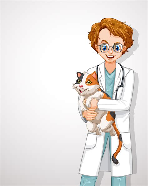 A Male Veterinarian Doctor Hugging Cat 446884 Vector Art At Vecteezy