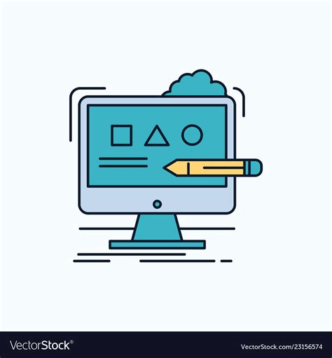 Art Computer Design Digital Studio Flat Icon Vector Image