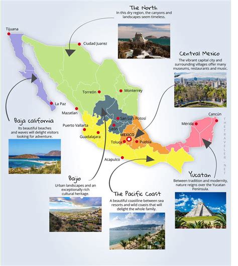 Mexico Map With Tourist Attractions