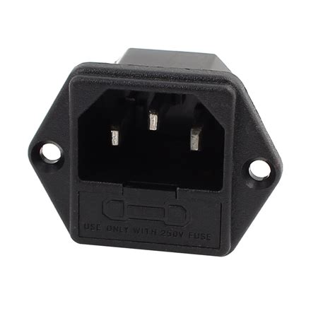 Ac 250v 10 A Male 3 Terminals Panel Mount C14 Power Plug Adapter