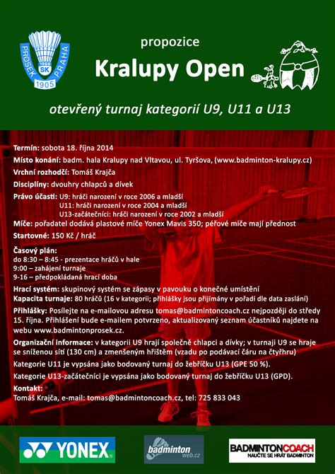 Kralupy Open Seznam Přihlášených Sk Prosek Praha