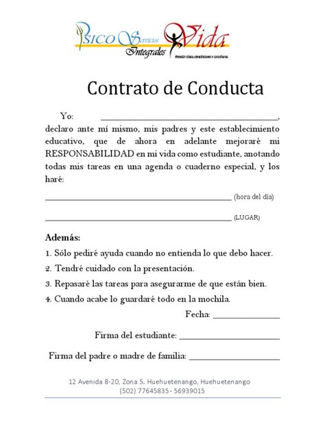 Contrato De Conducta Pdf