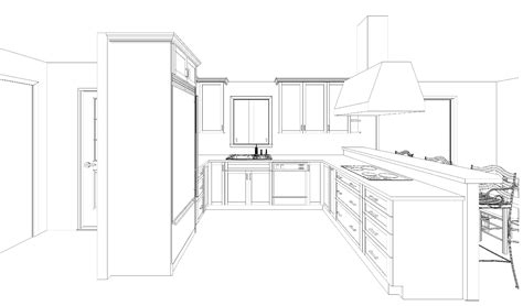 Kitchen Isometric Drawings Sketch Coloring Page