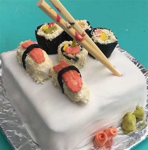 Sushi Birthday Cake Made With Grated White Chocolate For The Rice And