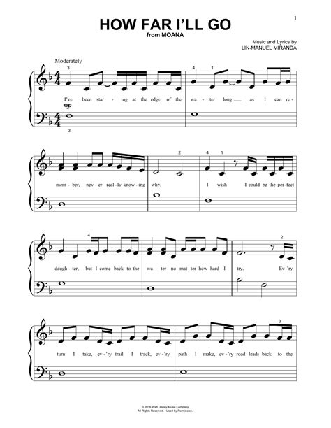 How Far Ill Go Alessia Cara Easy Piano 2 Sheet Music Download Print