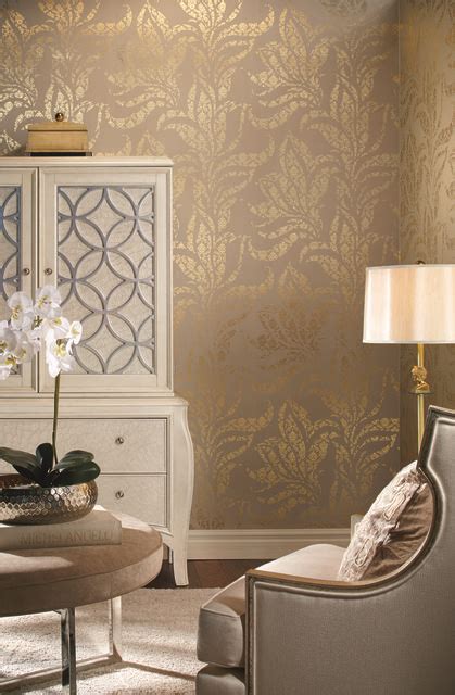 York Wallcoverings Sl5688 Silver Leaf Ii Catalina Wallpaper Taupe