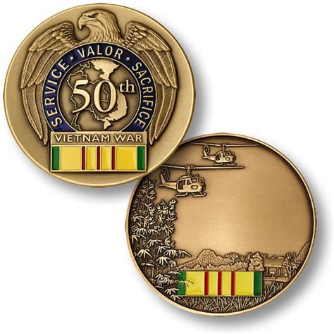 Us Military Vietnam War 50th Anniversary Engravable Challenge Coin Ebay