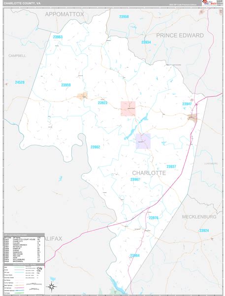 Charlotte County Va Wall Map Premium Style By Marketmaps Mapsales