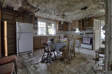 Kitchen Inside A Very Decayed Abandoned Time Capsule House In Rural