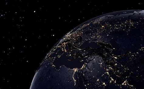 Planet Earth Wallpaper 4k Night View Illuminated Orbit