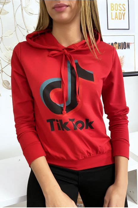 Red Sweater With Tik Tok Logo
