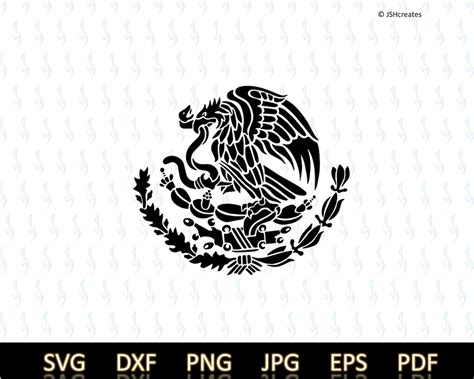 Mexican Coat Of Arms Svg Mexican Eagle Svg Silhouette Svg Png Dxf Eps Cut File Clipart