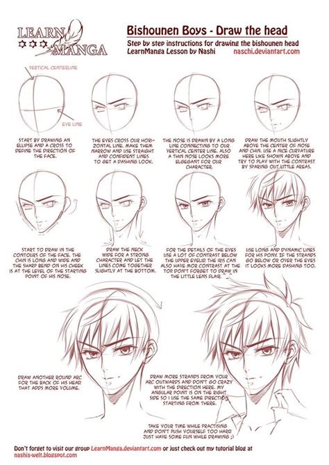 Learn Manga Bishounen Boys Draw The Head By Naschi Anime Face
