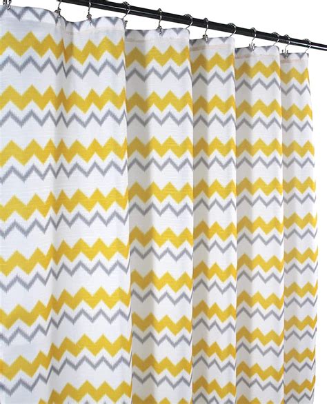 Serafina Home Yellow Grey Fabric Shower Curtain For Bathroom Ikat