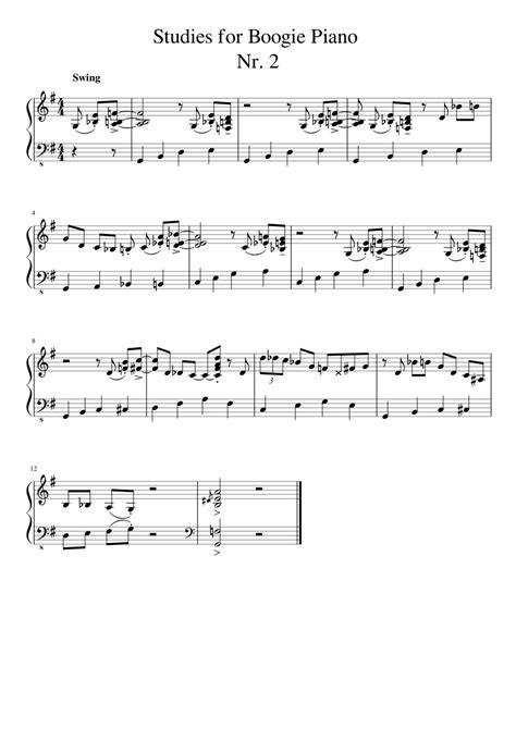 Studies For Boogie Piano No 2 Sheet Music For Piano Solo Easy