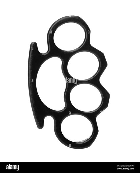 New Black Brass Knuckles Isolated On White Stock Photo Alamy