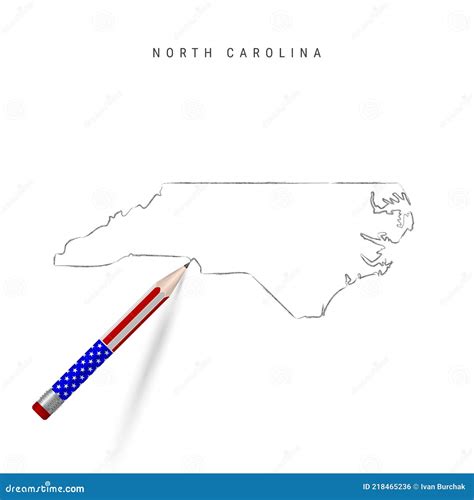 North Carolina US State Vector Map Pencil Sketch. North Carolina