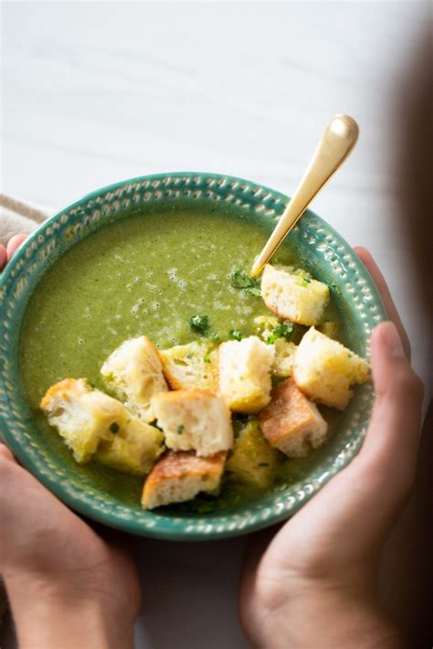 Broccoli And Spinach Soup With Cilantro Croutons The Best Vegan Broccoli