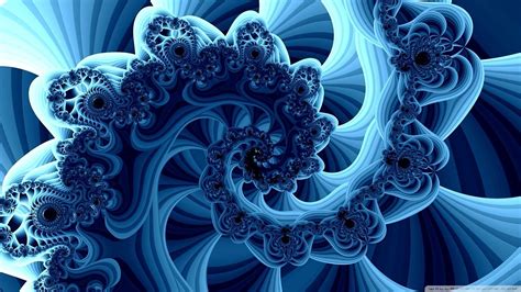 An Abstract Blue And White Background With Swirly Spirals In The Center As Well As Black Dots