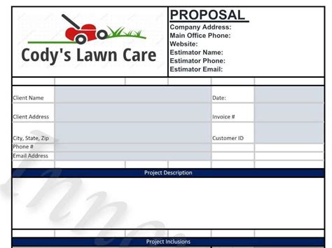 Lawn Care Quote Template Lawn Care Estimate Instant Download Etsy
