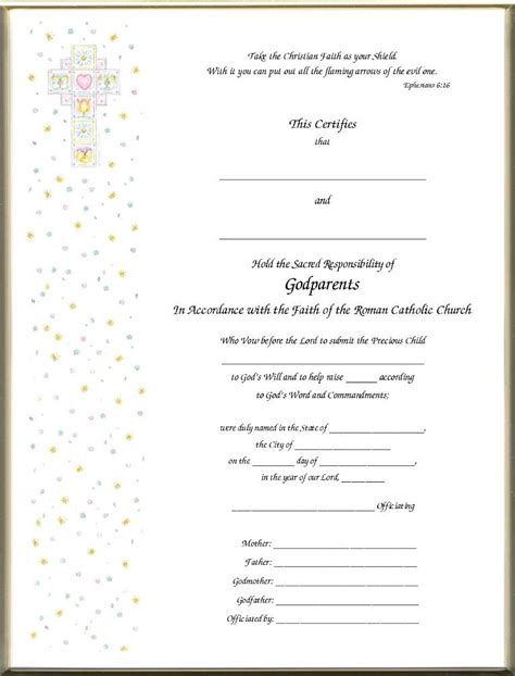 Christening Certificates For Godparents Printed Imaged