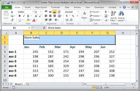 Center Titles Across Multiple Cells In Excel