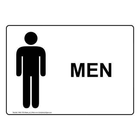 White Men Restroom Sign With Symbol Rre 7010 Blackonwhite