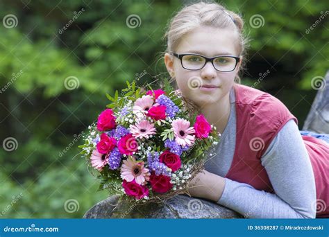 Young Girl With Flowers Stock Image Image Of Blonde 36308287