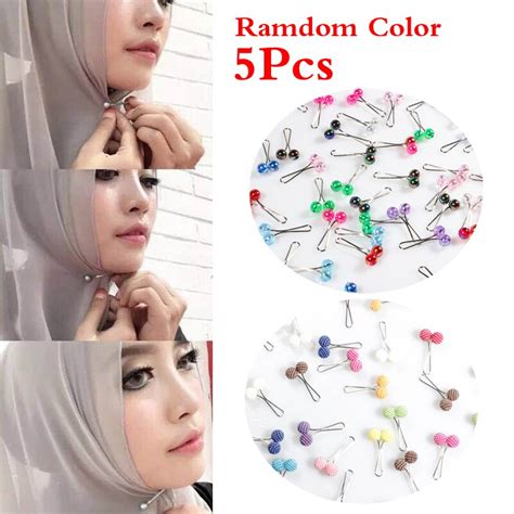 5pcs new muslim hijab scarf pin pearl clip scarf pin headscarf shawl scarf accessories lady