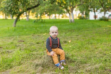 Cute Little Boy With Big Blue Eyes In The Park Stock Photo Image Of
