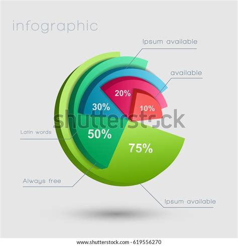 Abstract Business Pie Chart Infographics Five Stock Vector Royalty