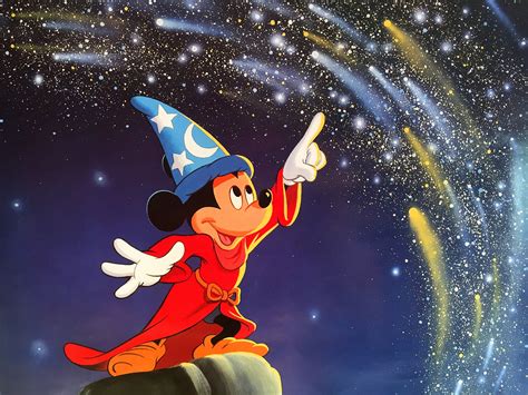 1986 Poster Fantasia Disney Mickey Mouse Minnie Mouse Vintage Walt