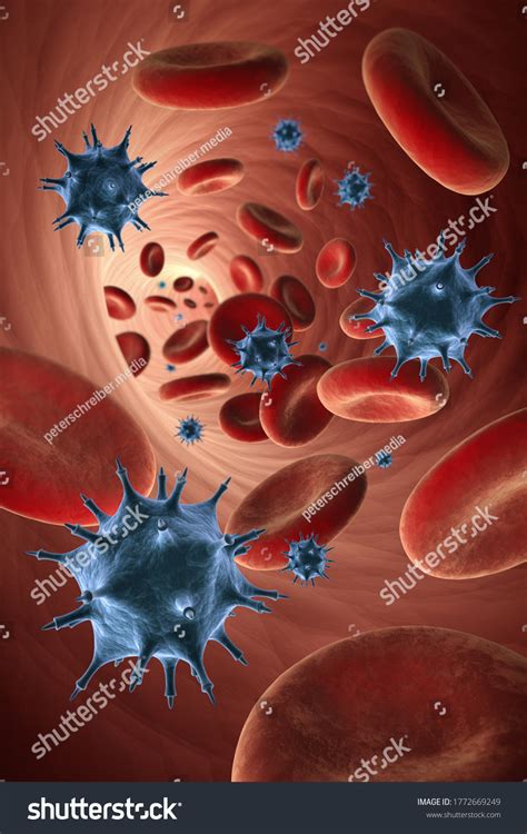 Red Blood Cells Erythrocytes Virus Inside Stock Illustration 1772669249